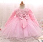 Long-sleeved girls dress rose children's wedding dress skirt - Image 2