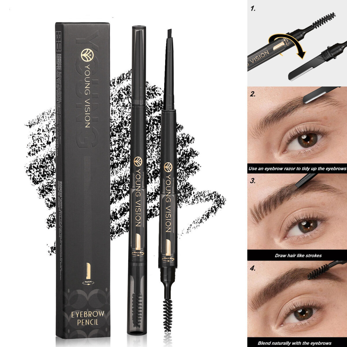 Fog Sense Three In One Eyebrow Pencil Waterproof Smear-proof - Image 1