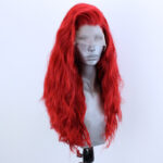 Red Curly Hair Half-hand Crocheted Front Lace Synthetic Wig - Image 2