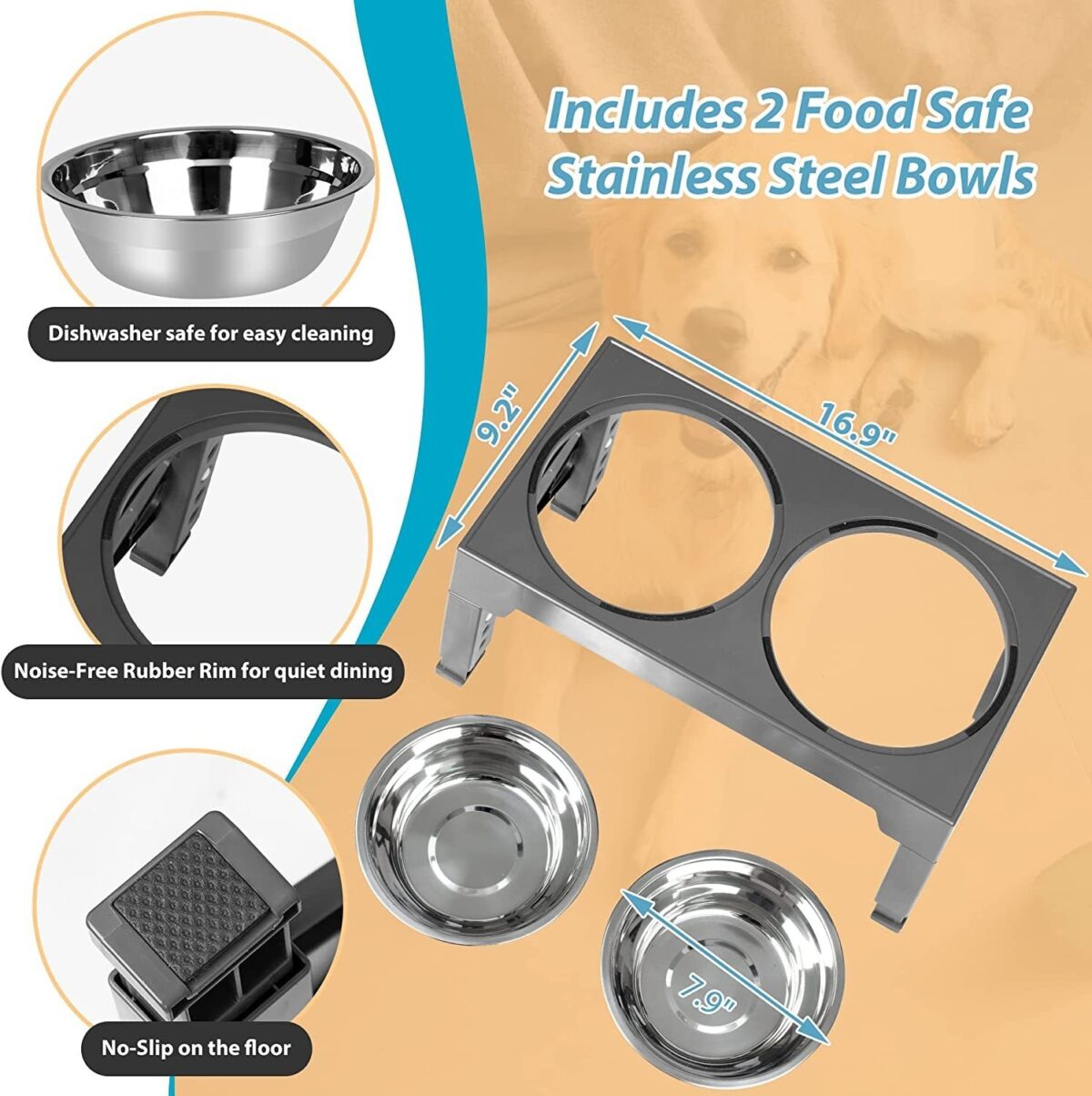 Pet Feeder Slow Feeding Bowl Lifting Dog Bowl Rack Neck Protection - Image 3
