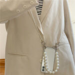 Crossbody Pearl Chain Frosty Mirror Phone Case - Image 4