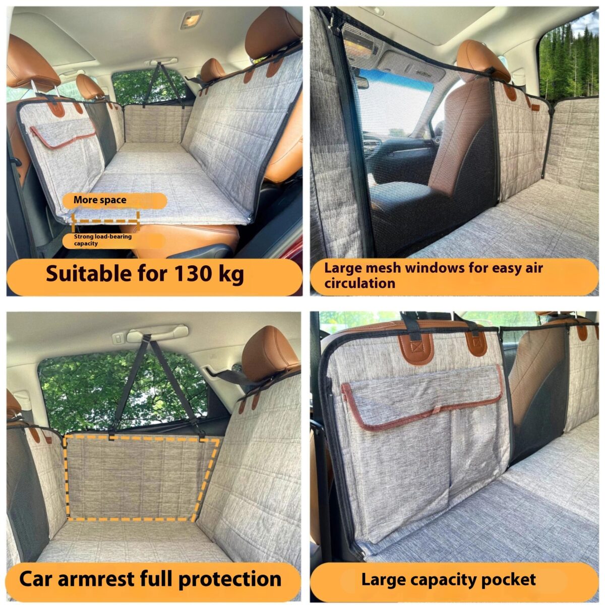 Widened Support Plate Car Dog Bed Rear Seat Pet Pad - Image 2