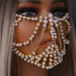 Makeup Party Pearl European And American Fashion Exaggerated Music Festival Party Rhinestone Mask - Image 2