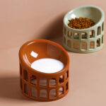 Ceramic High-foot Oblique Neck Pet Bowl - Image 2