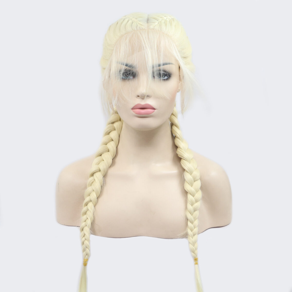 Long Section With Bangs Double Ponytail Fishbone Braid Wig - Image 1