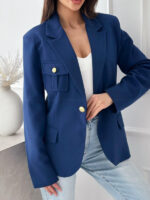 Double Breasted Solid Color Suit Small Coat For Women - Image 6