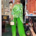 Summer New Colorful Chiffon Suit Casual Round Neck Printed Two-piece Suit - Image 3