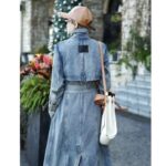 Personality Retro Long Denim Trench Coat - Image 4