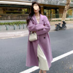Pink Double-faced Woolen Goods Cashmere Trench Coat Women's Mid-length - Image 7