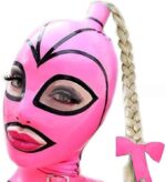 Latex Rubber Mask With Gold Ponytail Cosplay - Image 2