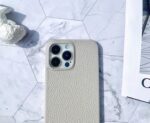 Calfskin Pearl Grey Leather Phone Caser - Image 4