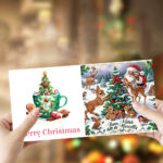 Christmas Holiday Diamond Painted Spot Drill 6 Combination Style Greeting Cards - Image 2