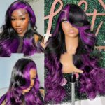 Gradient Purple Headgear Front Lace Real Human Hair - Image 5