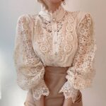 Design Palace Style Blouse Lace Stand-up Collar Long-sleeved Shirt Women - Image 4