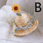 Pet Cute Knitted Straw Hat Flower Hat Cat Dog Photo Props - Image 2