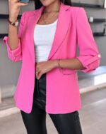 Women's Casual Rolled Sleeves Blazer With Pockets - Image 7