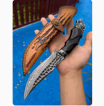 Damascus Steel Outdoor Sharp Portable Folding Knife - Image 8