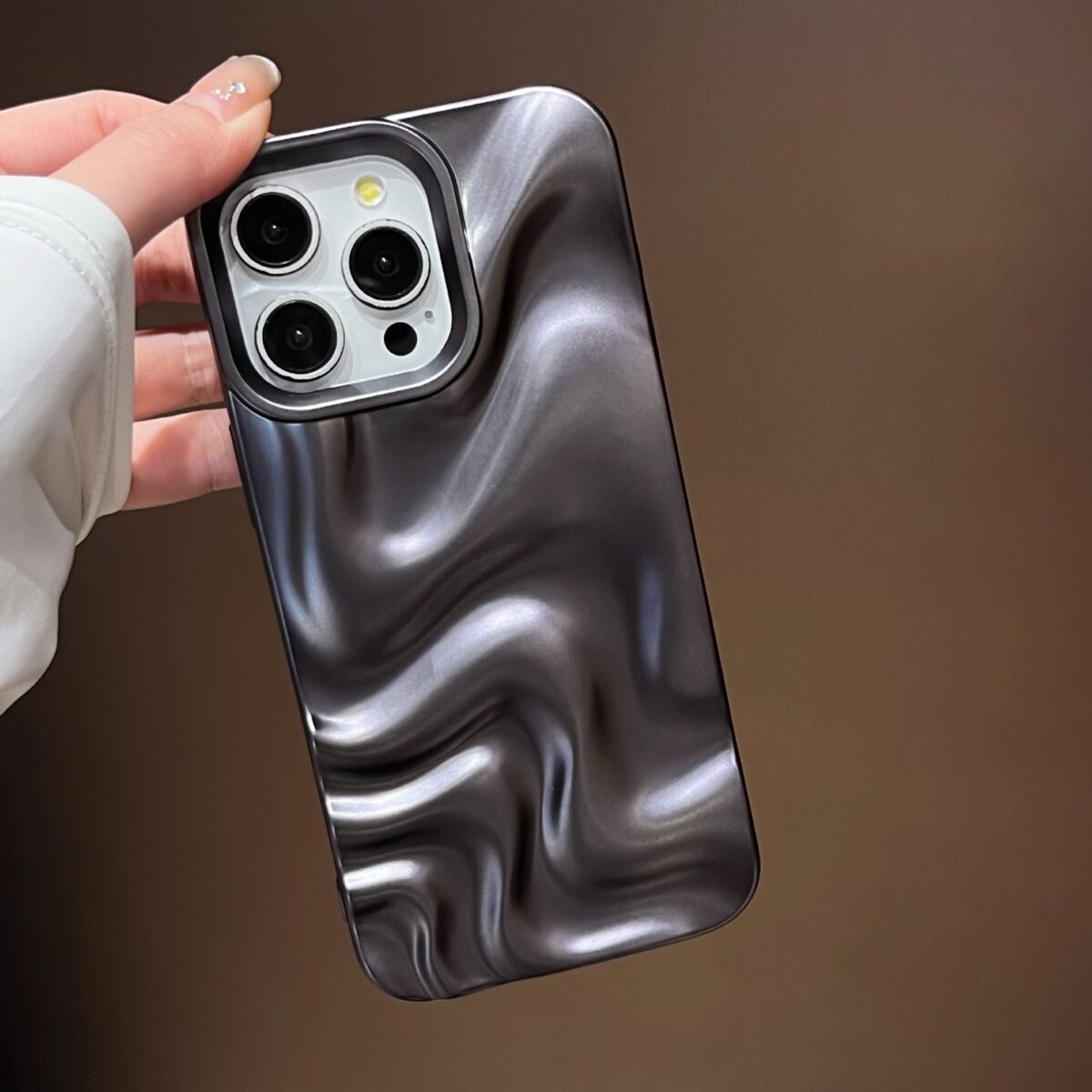 All-inclusive Matte Black Water Ripple Phone Case - Image 1