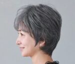 Women's Flower White Short Straight Top Old Flower White Mixed Human Hair Wigs - Image 2