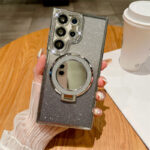Rhinestone Glitter Magnetic Suction Mirror Bracket Drop-resistant Soft Case Phone Case - Image 2