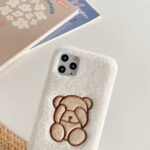 Mobile phone shell cute cartoon bear lamb wool velvet embroidery - Image 3