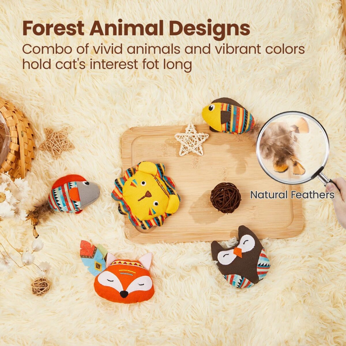 Cat Toys Jungle Animals Bite Resistant Catnip Toys, Interactive Cat Kicker Toys For Indoor Cats, Promotes Kitten Exercise - Image 4