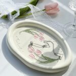Common Calla Tulip French Relief Ceramic Plate Tableware - Image 8
