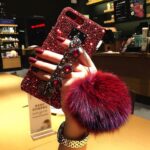 Compatible with Apple , Diamond hair ball bracelet phone case