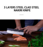 FINDKING 4 pièces en acier plaqué japonais professionnel octogonal poignée couteau de cuisine Nakiri Santoku couteaux utilitaires - Image 3