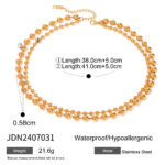Stainless Steel Beaded Love Necklace 18k Golden Clavicle Chain - Image 7