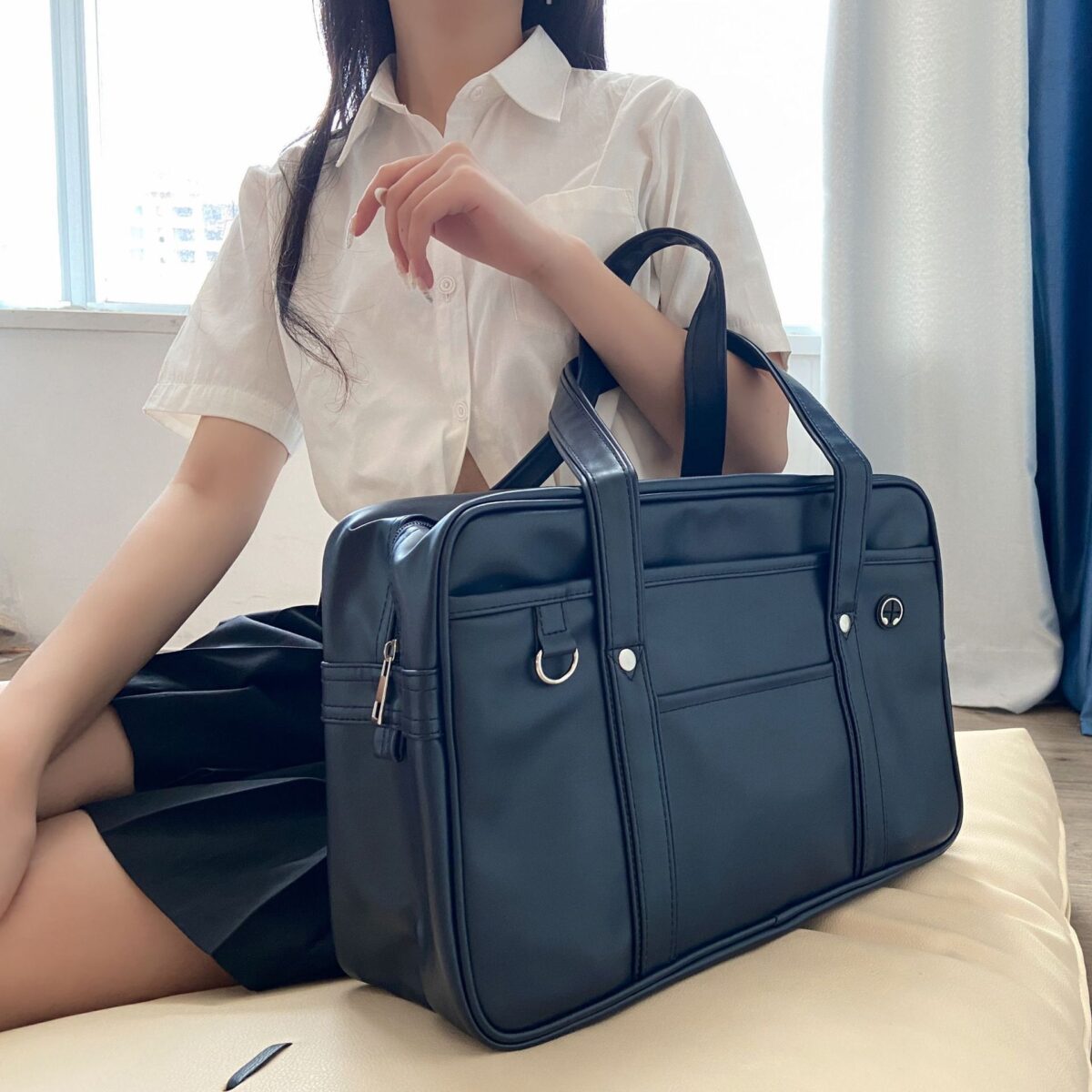 PU Uniform Bag, JK Large Handbag, School Bag With A Campus-supplied Feel, Japanese-style Female High School Student Bag, Unisex Shoulder Briefcase - Image 3