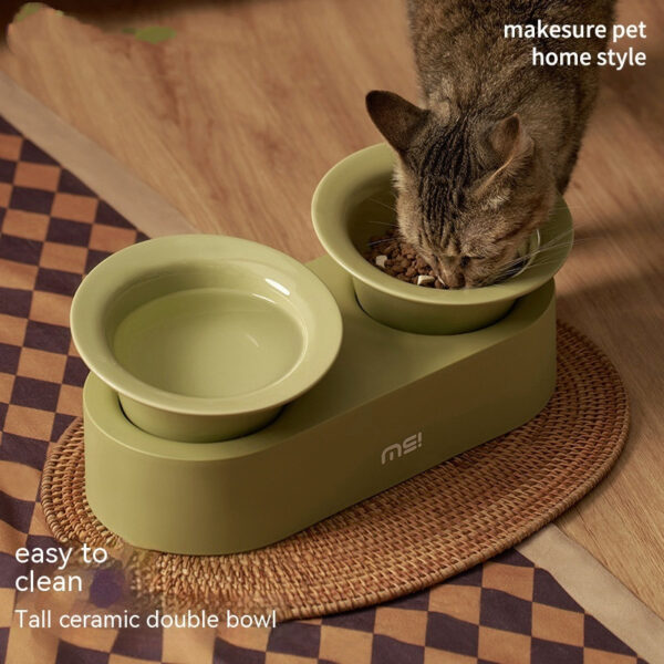 Cat Dog Ceramic Double Bowl