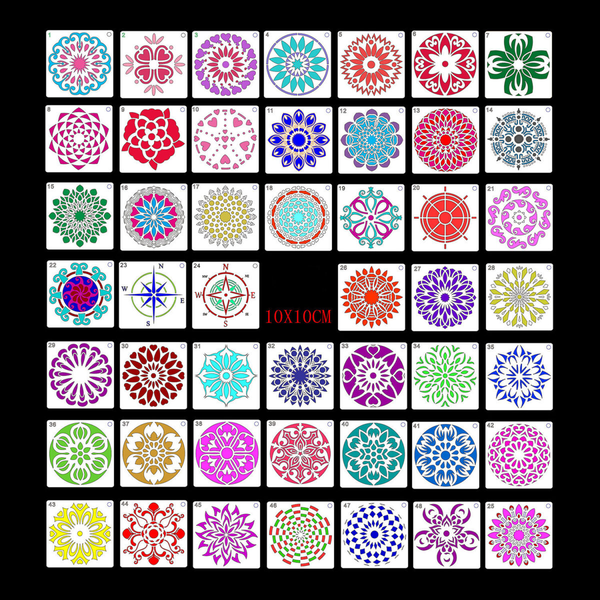 48 Mandala Auxiliary Painting Templates Stone Color Painting Creative DIY Handmade Templates - Image 5