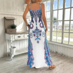 Dress V-neck Sleeveless Jumpsuit Print - Image 4
