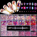 21 Grid Boxed Nail Rhinestone Flat Glass Nail Rhinestone Jewelry Set - Image 4