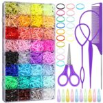 32 Colors Small Hair Rubber Bands With 16 Hair Styling Tools, 2000 Pcs Elastic Girl Baby Hair Ties Mini Hair Bands With Hair Elastic Cutter Hair Accessories Xmas Stuff For Girls Baby Toddlers Kids - Image 6
