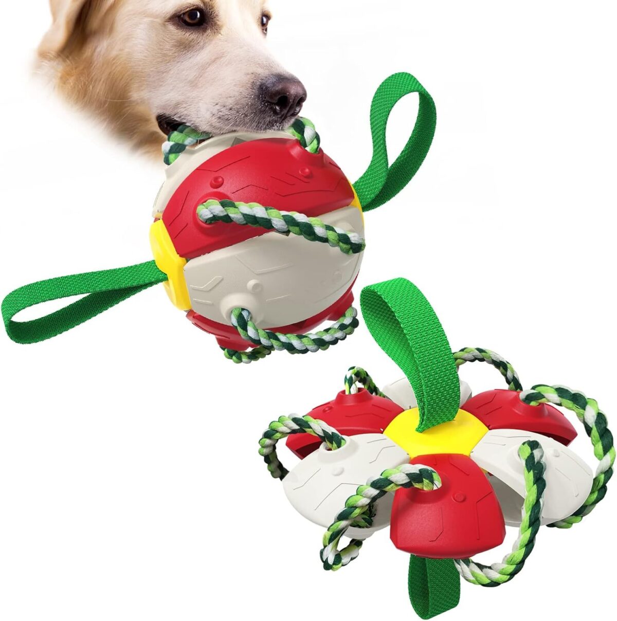 Dog Toy Balls With Chewing Ropes Pet Flying Saucer Ball Dog Toy Interactive Dog Toys For Tug Of War Best Gifts For Small Medium Dogs - Image 1