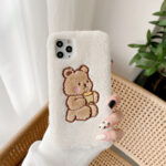 Mobile phone shell cute cartoon bear lamb wool velvet embroidery - Image 2