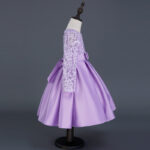 Carisa Europe and America autumn and winter children's dress princess dress long sleeve flower girl dress female purple lace costumes wholesale - Image 4