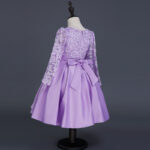 Carisa Europe and America autumn and winter children's dress princess dress long sleeve flower girl dress female purple lace costumes wholesale - Image 6