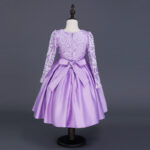 Carisa Europe and America autumn and winter children's dress princess dress long sleeve flower girl dress female purple lace costumes wholesale - Image 5