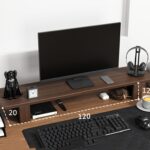 Computer Monitor Heightening Frame Office Desktop Shelf Shelving Solid Wood Storage Bracket - Image 6