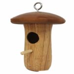 Wooden Bee Mushroom Shape Hummingbird Feeder Pendant - Image 5
