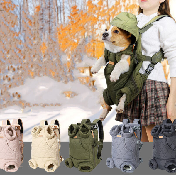 Winter Thickened Pet Outing Portable Strap Chest Backpack