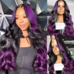 Gradient Purple Headgear Front Lace Real Human Hair - Image 3
