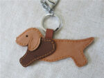 Dachshund Dog Pendant Handmade Cowhide Car Keychain - Image 5