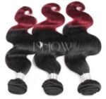 Xuchang real person wig Brazil hair curtain dice curtain wine red two-color body wave hair curtain one generation - Image 3