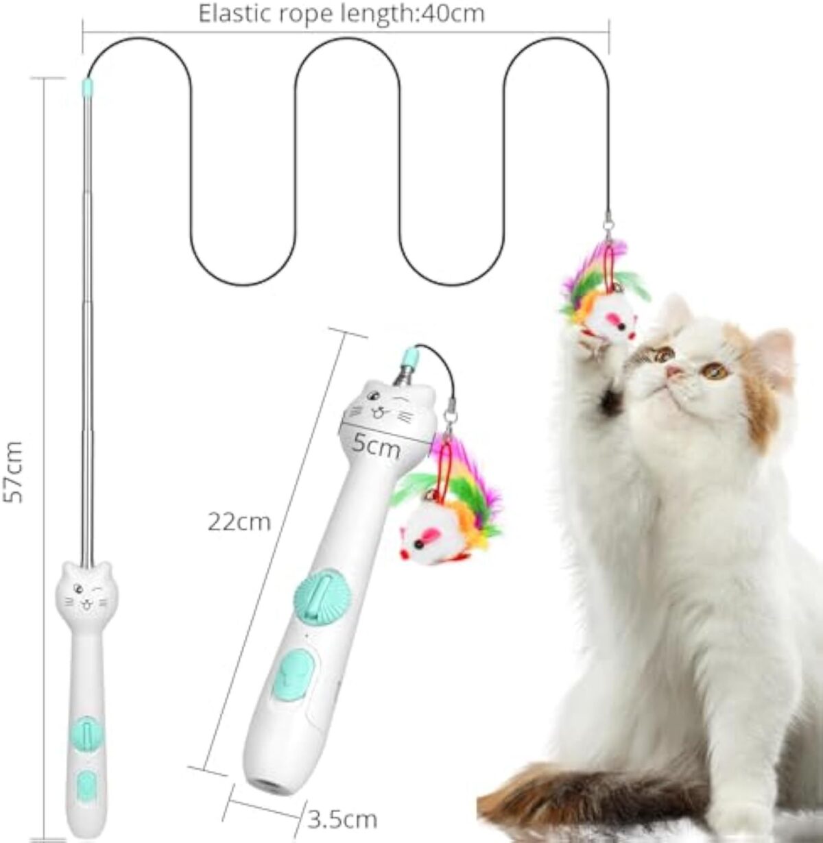 Cat Toy Interactive Rechargeable Laser Pointer Cat Wand With Feather Toy 2-in-1 Cat Toy For Indoor Cat Kitten Pet Laser Toy For Playing - Image 6