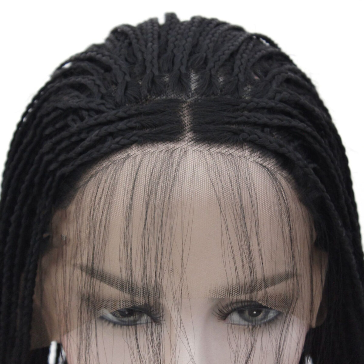 African Chemical Fiber Wig, Front Lace 3-strand Pigtail Headgear - Image 2