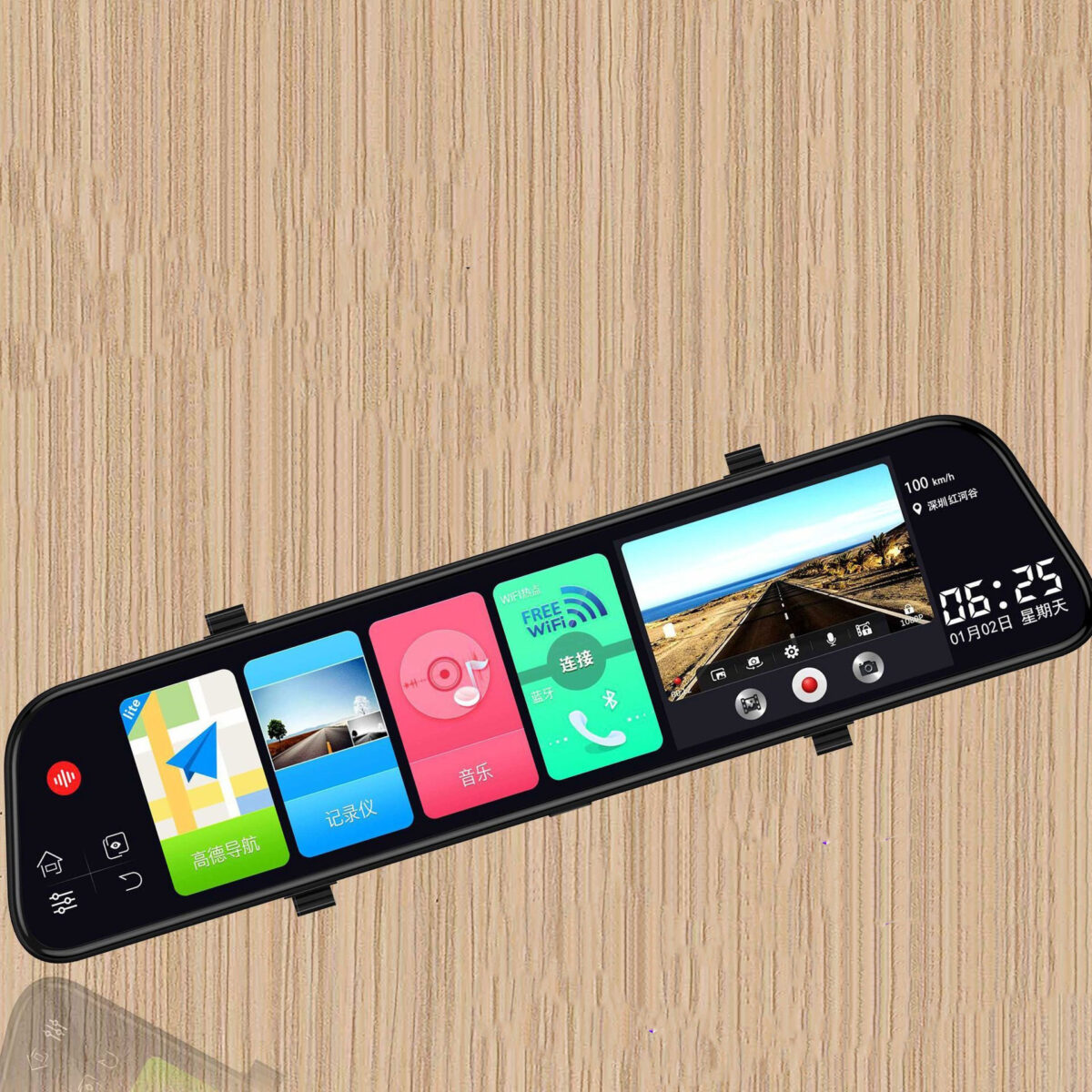12-inch Rearview Mirror Tachograph - Image 1